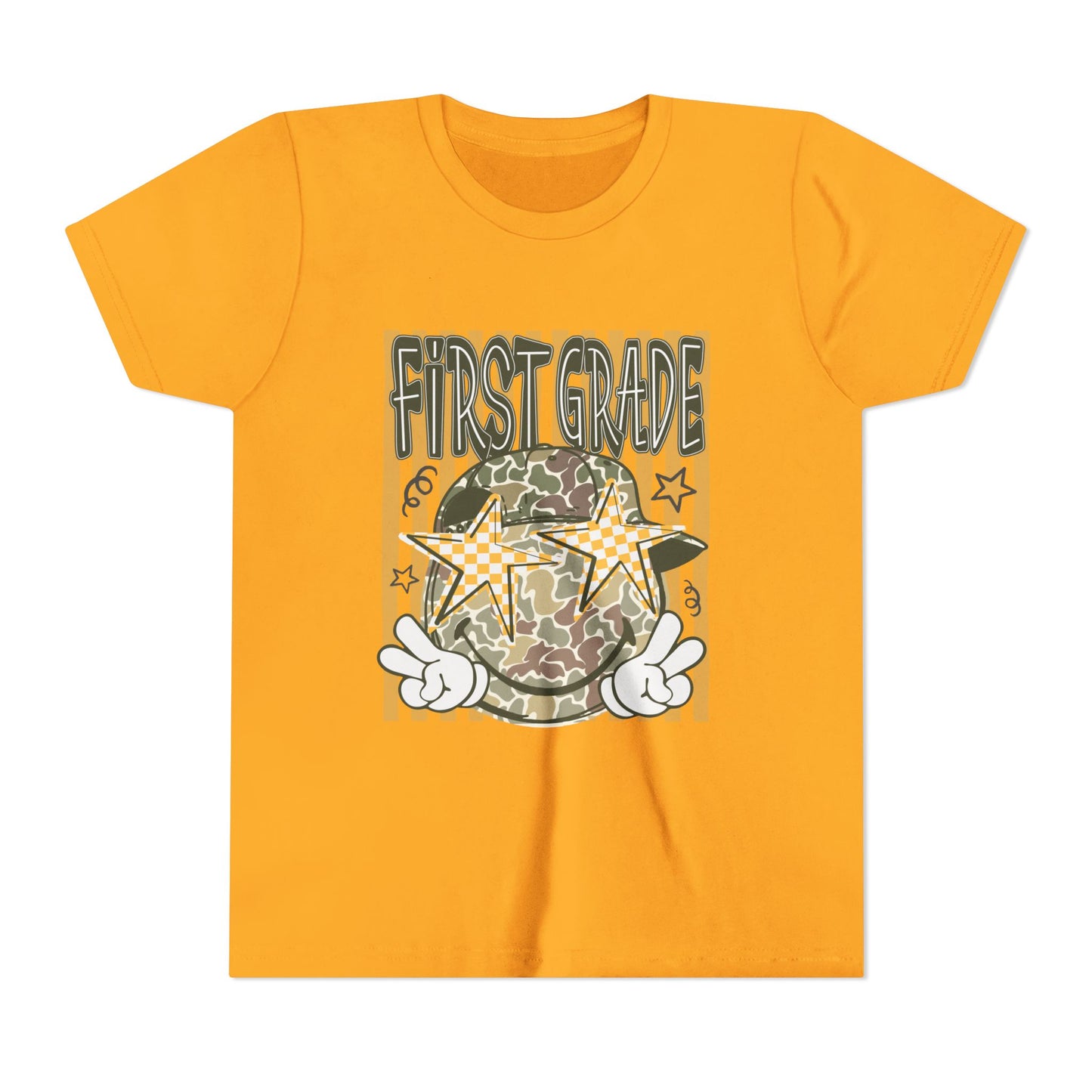 First Grade Camo Stars Youth Tee - Back to School Kids T-Shirt