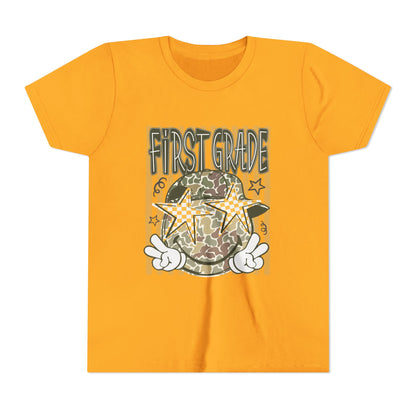 First Grade Camo Stars Youth Tee - Back to School Kids T-Shirt