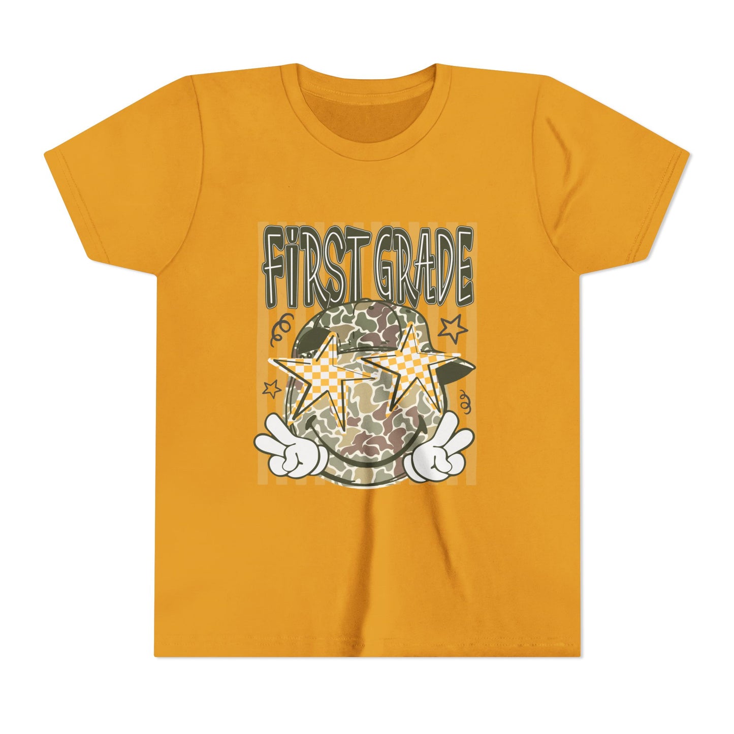 First Grade Camo Stars Youth Tee - Back to School Kids T-Shirt