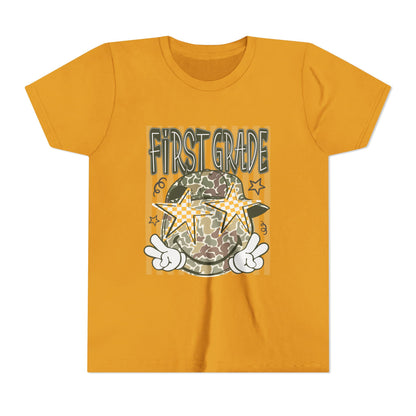 First Grade Camo Stars Youth Tee - Back to School Kids T-Shirt