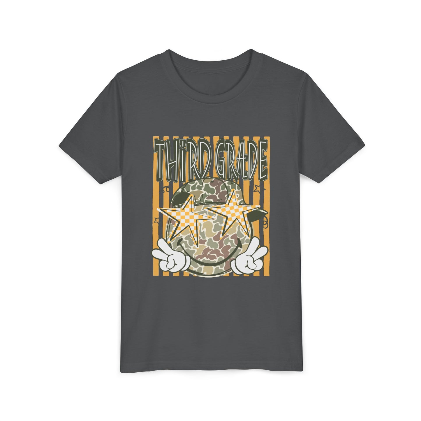 Third Grade Camo Star Youth T-Shirt – Fun Back-to-School Tee for Kids