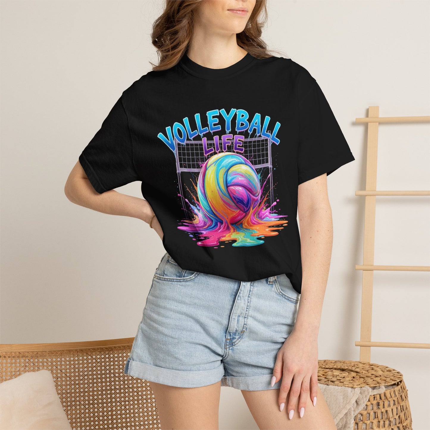 Volleyball Life T-Shirt — Colorful Paint Splash Volleyball Tee