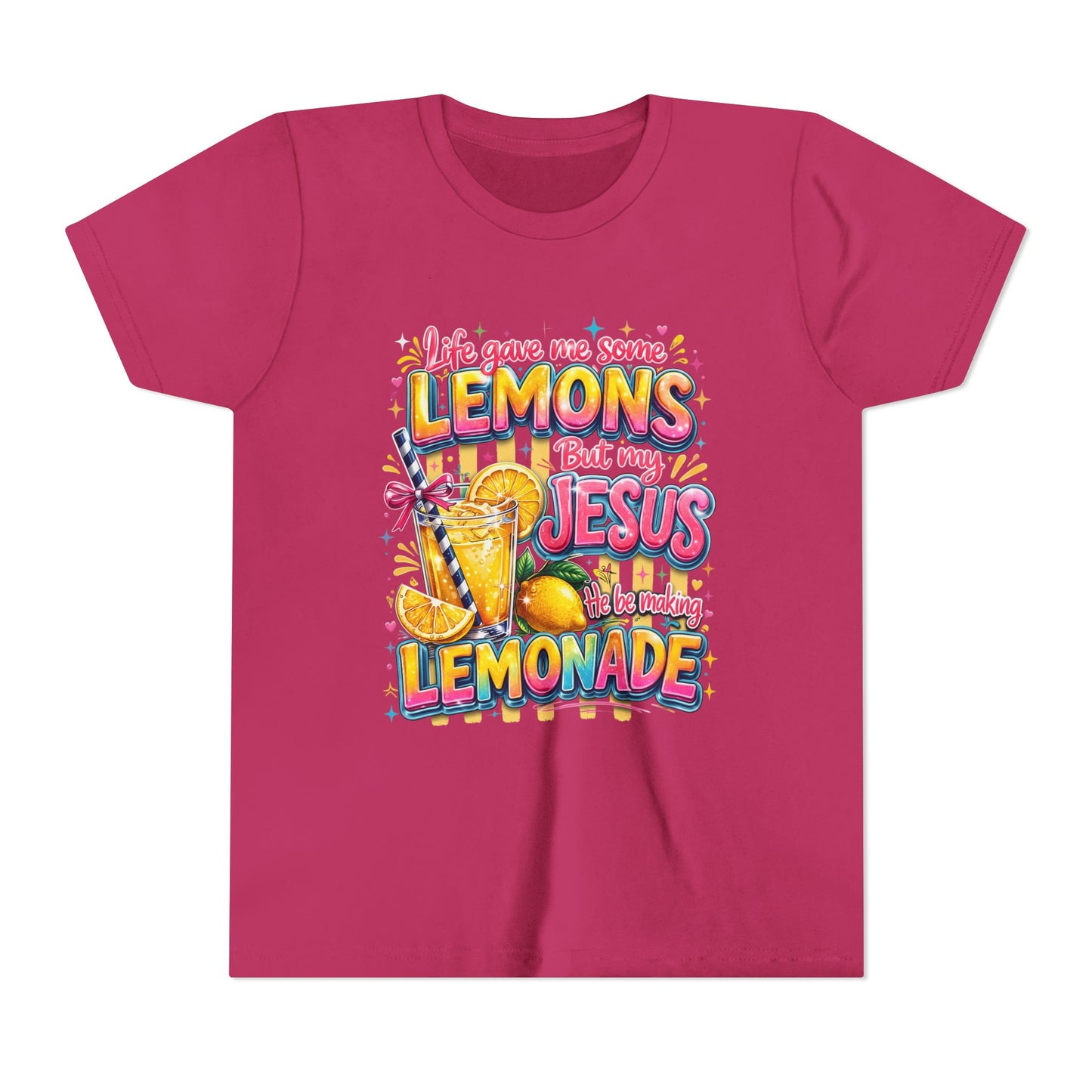 Youth Tee - "When Life Gives You Lemons" Jesus Lemonade Faith Graphic