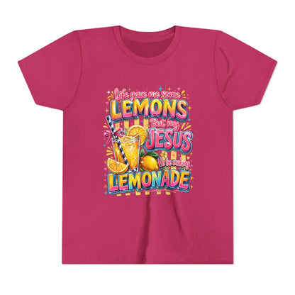 Youth Tee - "When Life Gives You Lemons" Jesus Lemonade Faith Graphic
