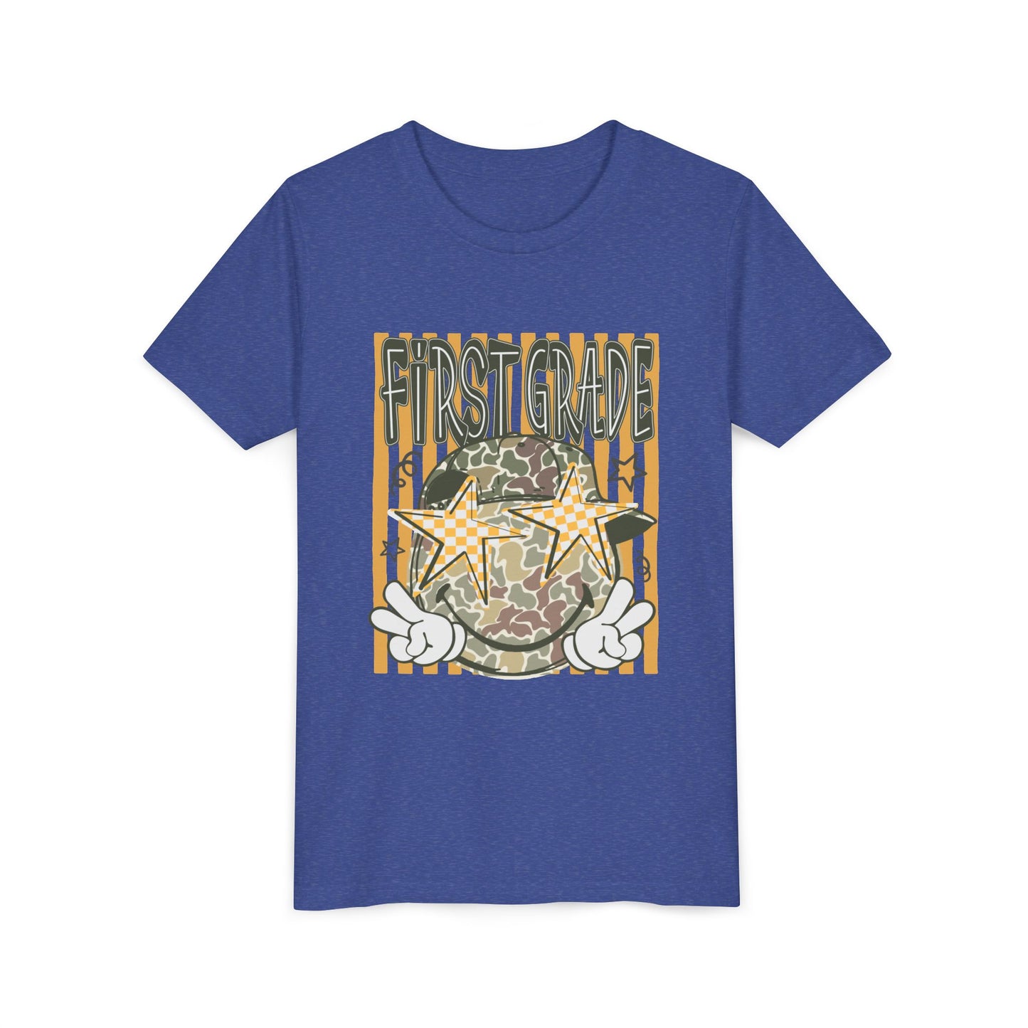 First Grade Camo Stars Youth Tee - Back to School Kids T-Shirt
