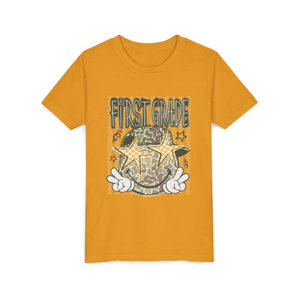First Grade Camo Stars Youth Tee - Back to School Kids T-Shirt