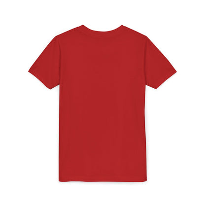 Patriotic Highland Cow Youth Tee — American Flag Bow & Heart Sunglasses