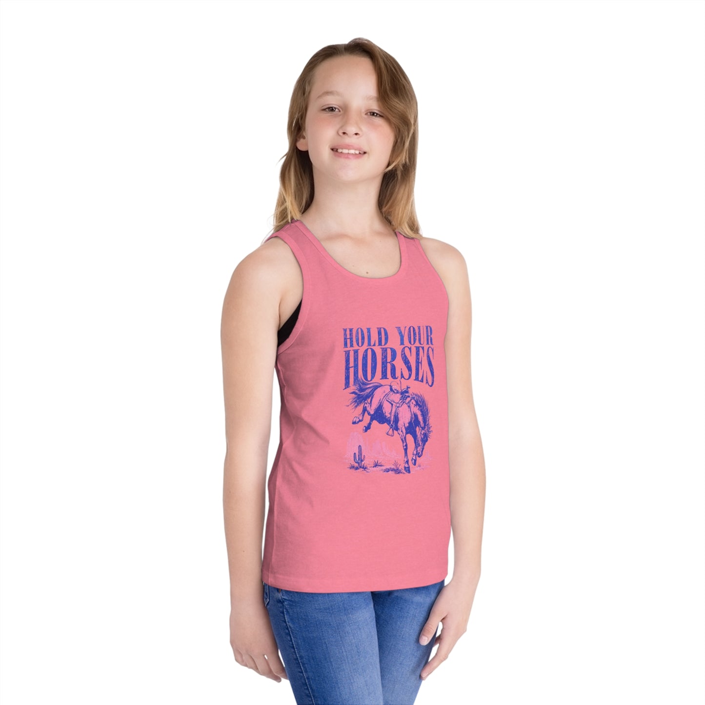 Kid's Tank Top — "Hold Your Horses" Vintage Rodeo Horse Graphic