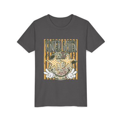 Kindergarten Stars Youth Tee – Camo Globe Graphic Back-to-School Shirt