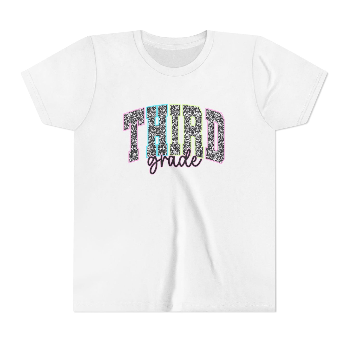 Third Grade Youth T-Shirt — Glitter Varsity Back-to-School Tee