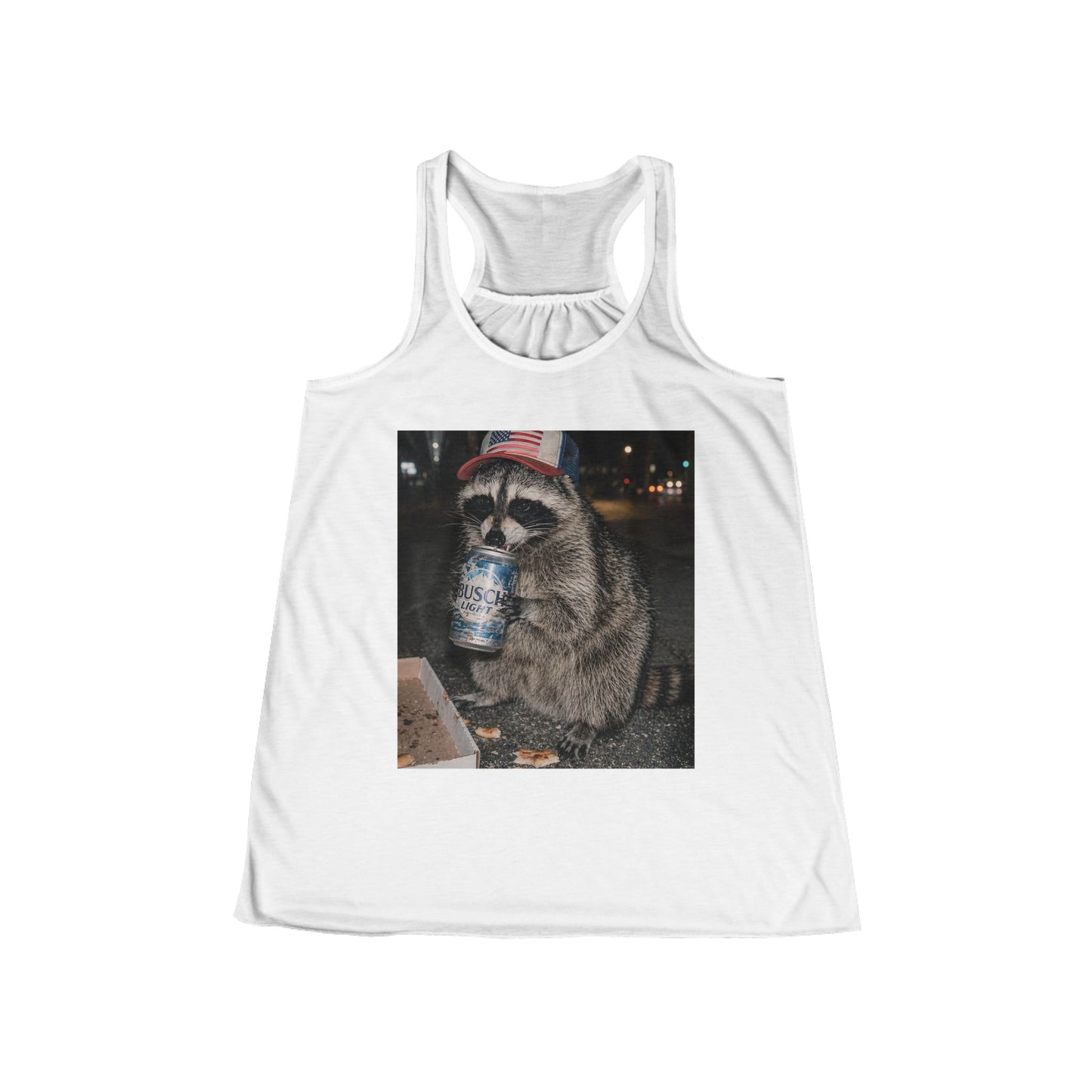 Raccoon Drinking Beer Tank Top – Funny Retro Animal Graphic Racerback
