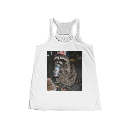 Raccoon Drinking Beer Tank Top – Funny Retro Animal Graphic Racerback