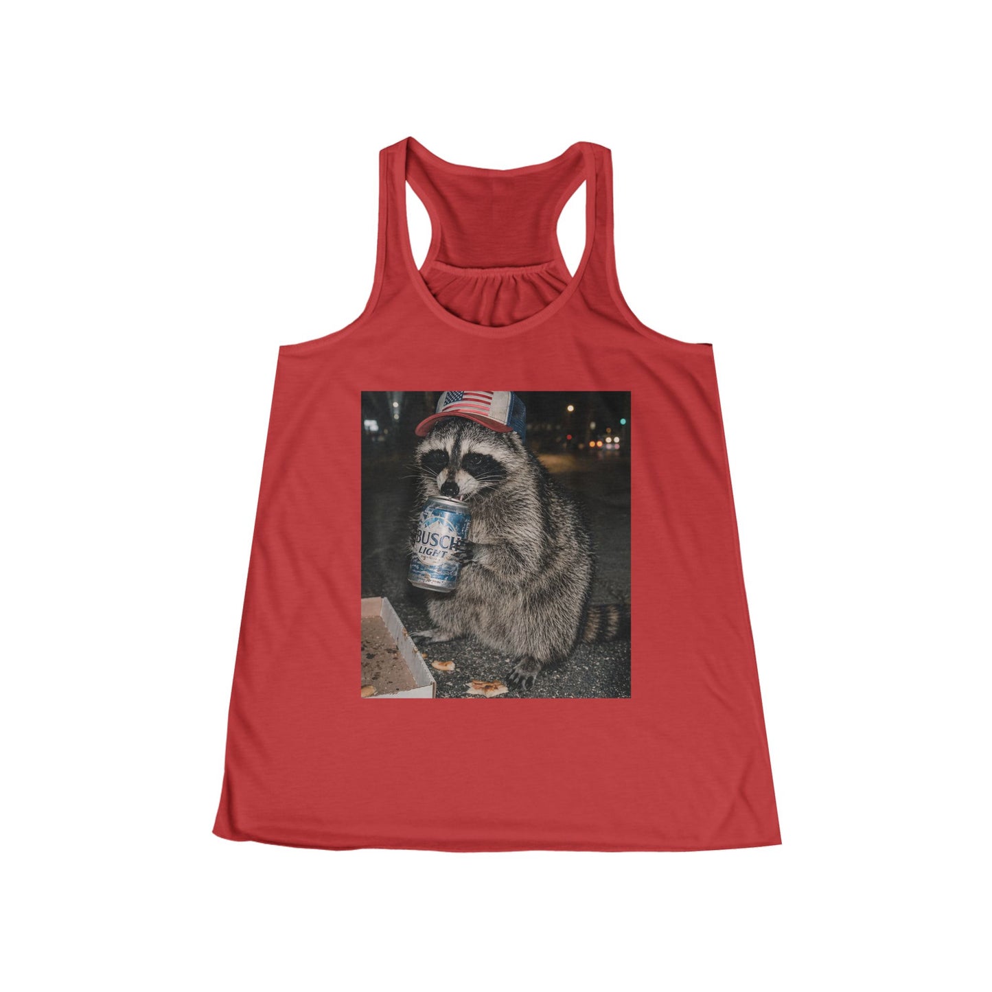 Raccoon Drinking Beer Tank Top – Funny Retro Animal Graphic Racerback