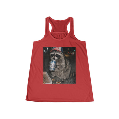 Raccoon Drinking Beer Tank Top – Funny Retro Animal Graphic Racerback