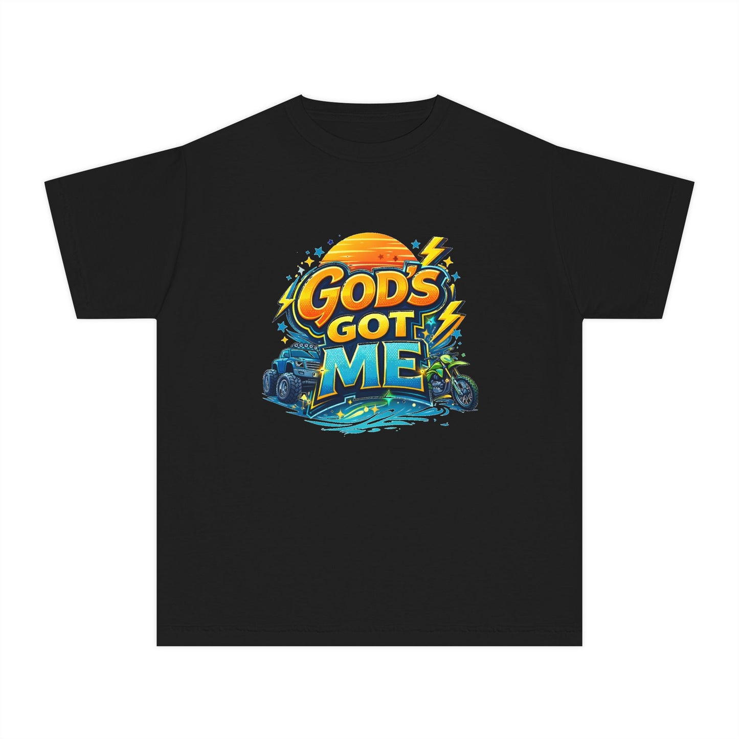 Youth Tee — "God's Got Me" Christian Surf Graphic
