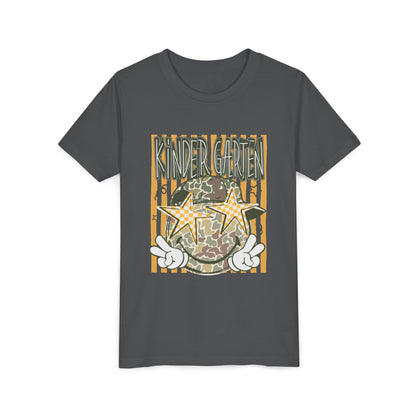Kindergarten Stars Youth Tee – Camo Globe Graphic Back-to-School Shirt