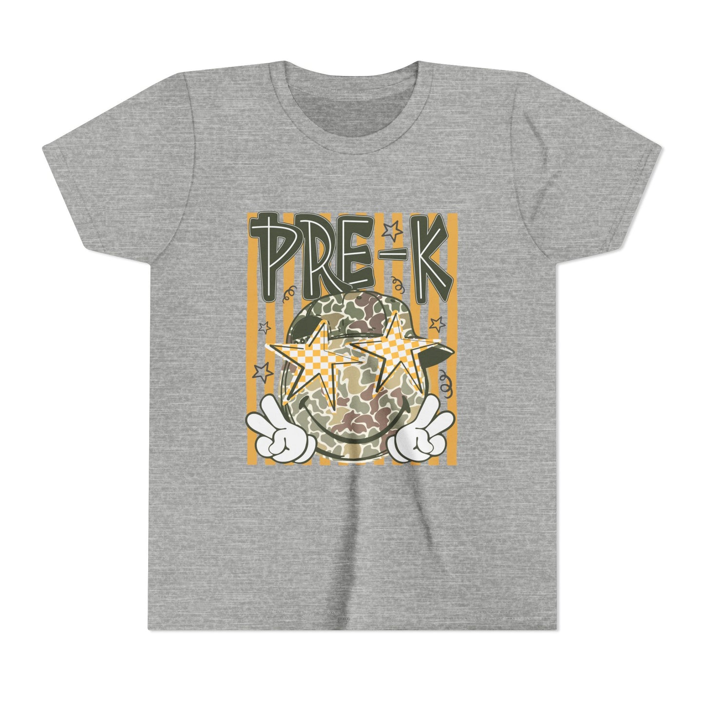 Pre-K Kids Tee — Camo Smiley Star Preschool Shirt for Boys & Girls