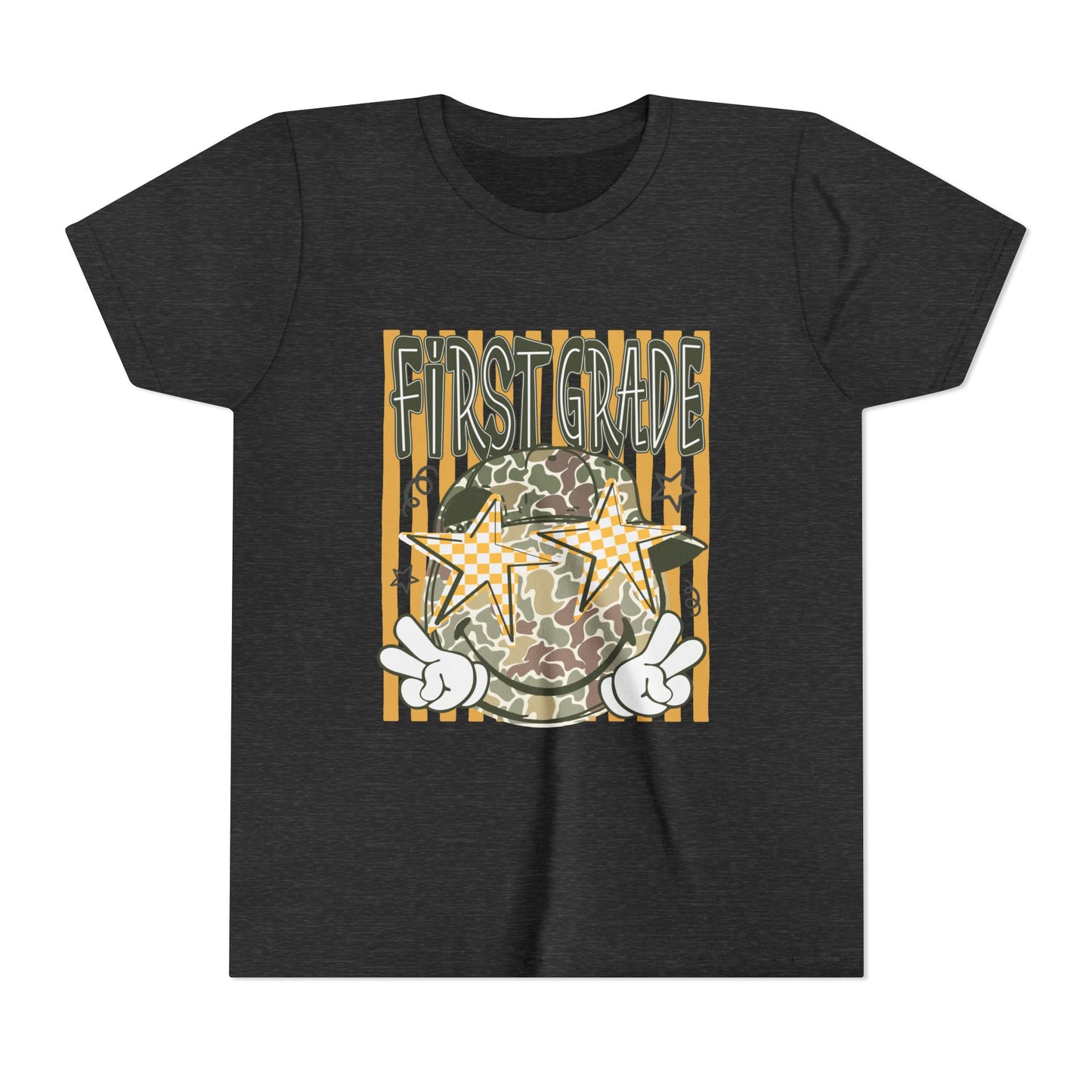 First Grade Camo Stars Youth Tee - Back to School Kids T-Shirt