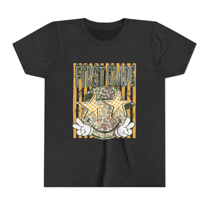 First Grade Camo Stars Youth Tee - Back to School Kids T-Shirt