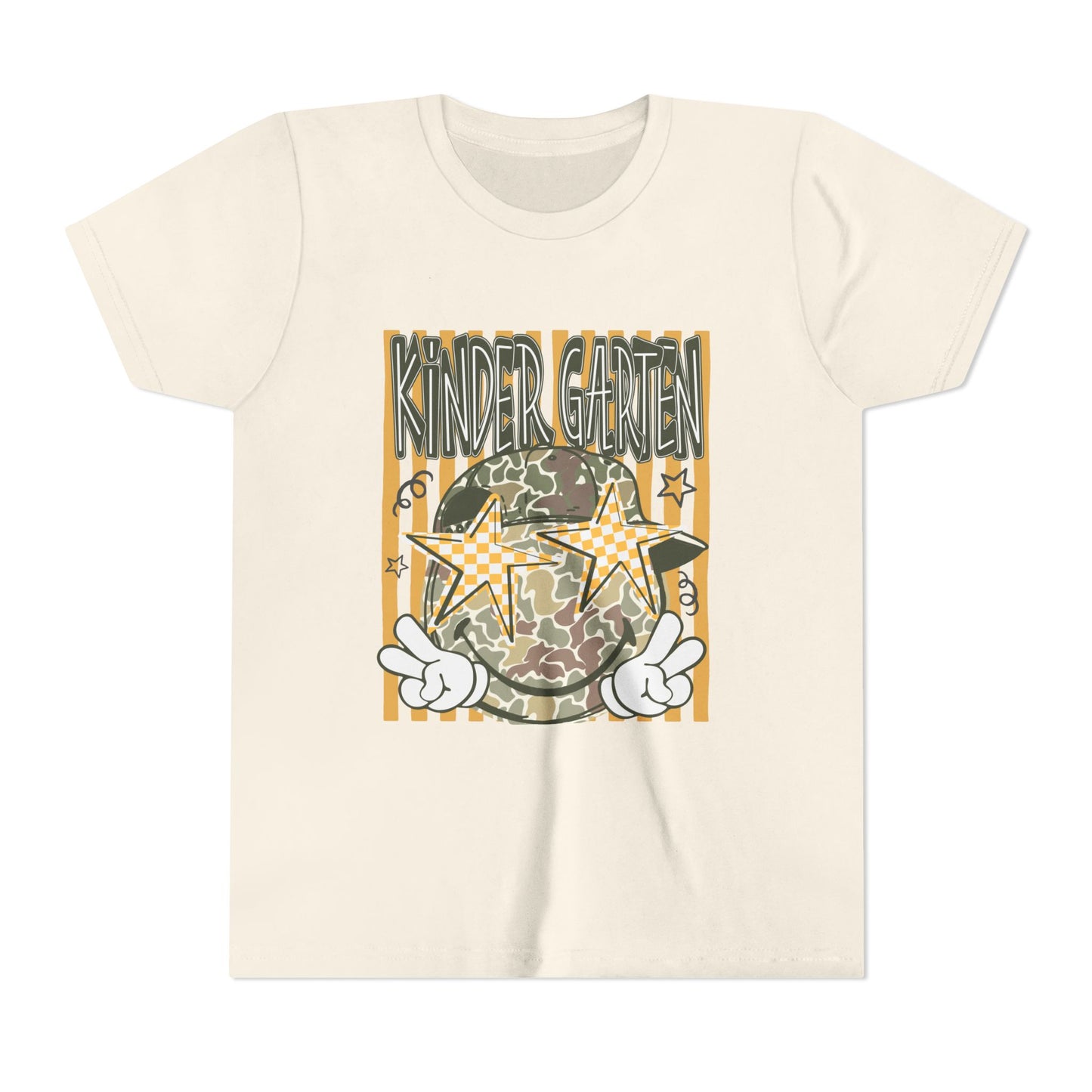 Kindergarten Stars Youth Tee – Camo Globe Graphic Back-to-School Shirt