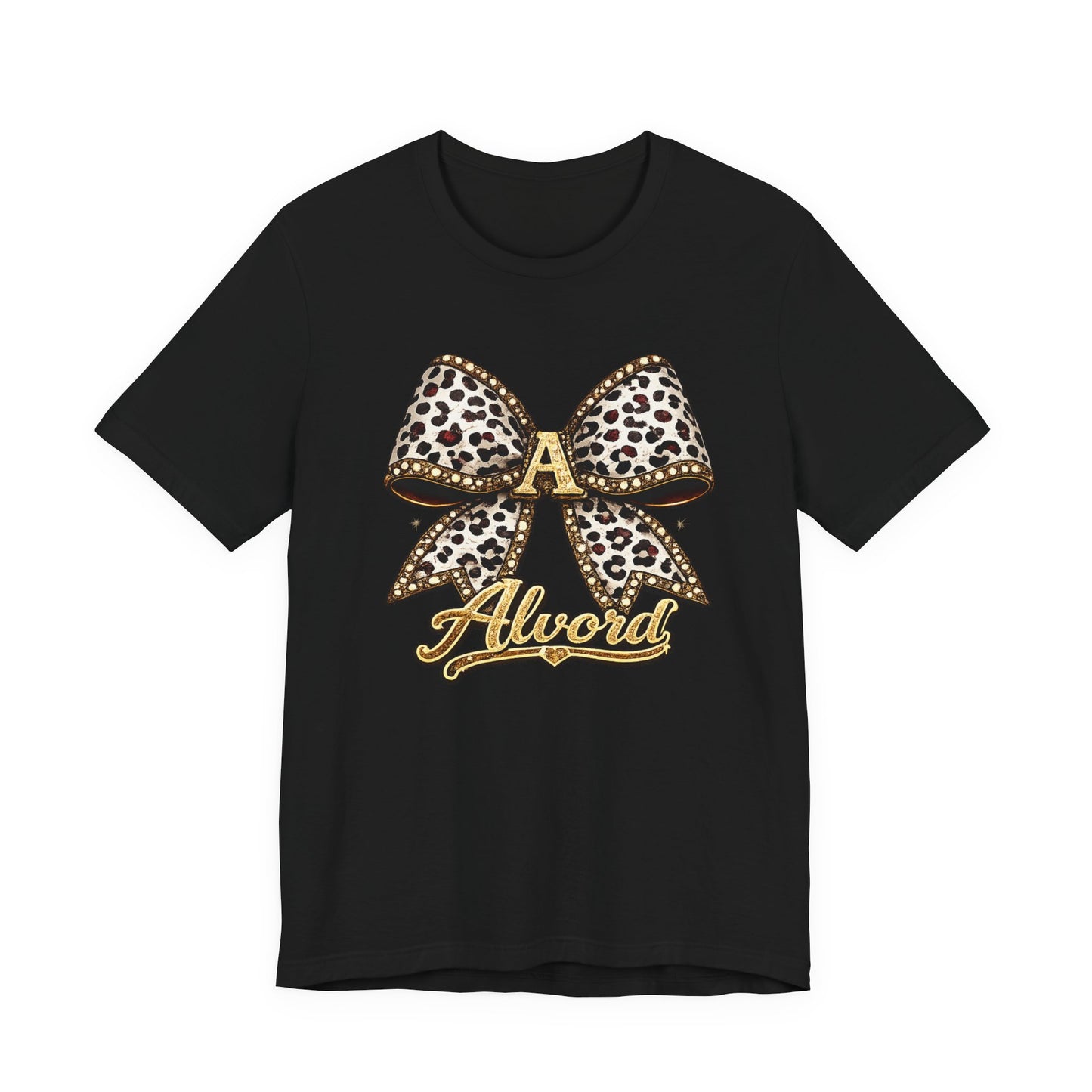 Leopard Bow Monogram Tee — Personalized 'A Alford' Graphic T-Shirt
