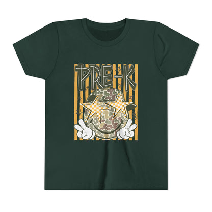 Pre-K Kids Tee — Camo Smiley Star Preschool Shirt for Boys & Girls