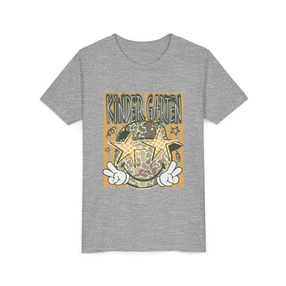 Kindergarten Stars Youth Tee – Camo Globe Graphic Back-to-School Shirt
