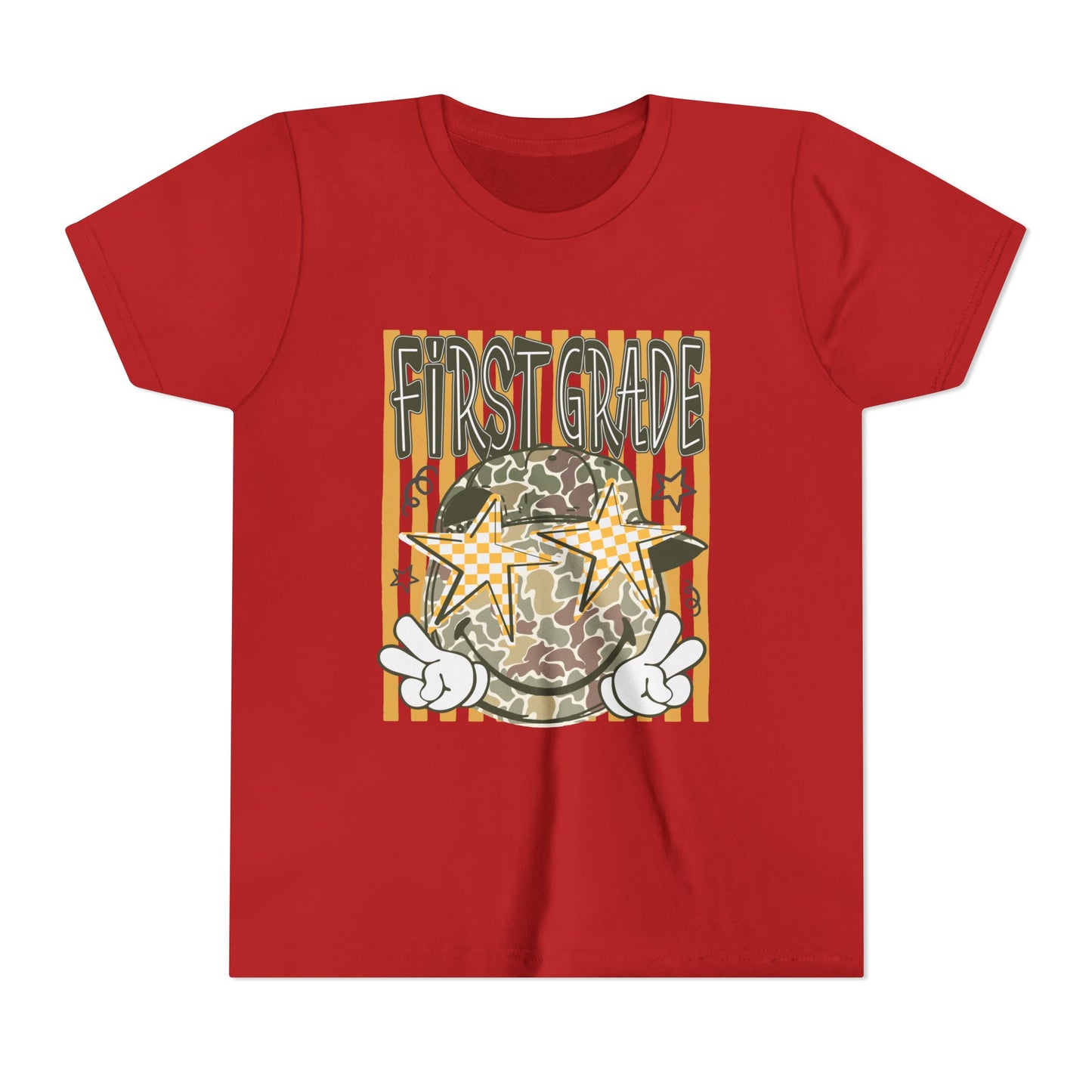 First Grade Camo Stars Youth Tee - Back to School Kids T-Shirt