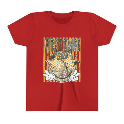 First Grade Camo Stars Youth Tee - Back to School Kids T-Shirt