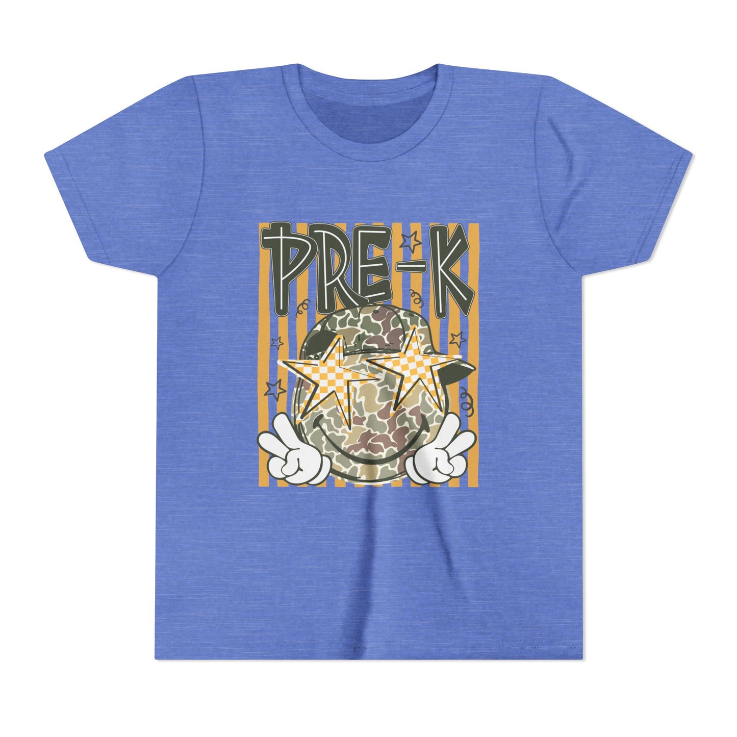 Pre-K Kids Tee — Camo Smiley Star Preschool Shirt for Boys & Girls
