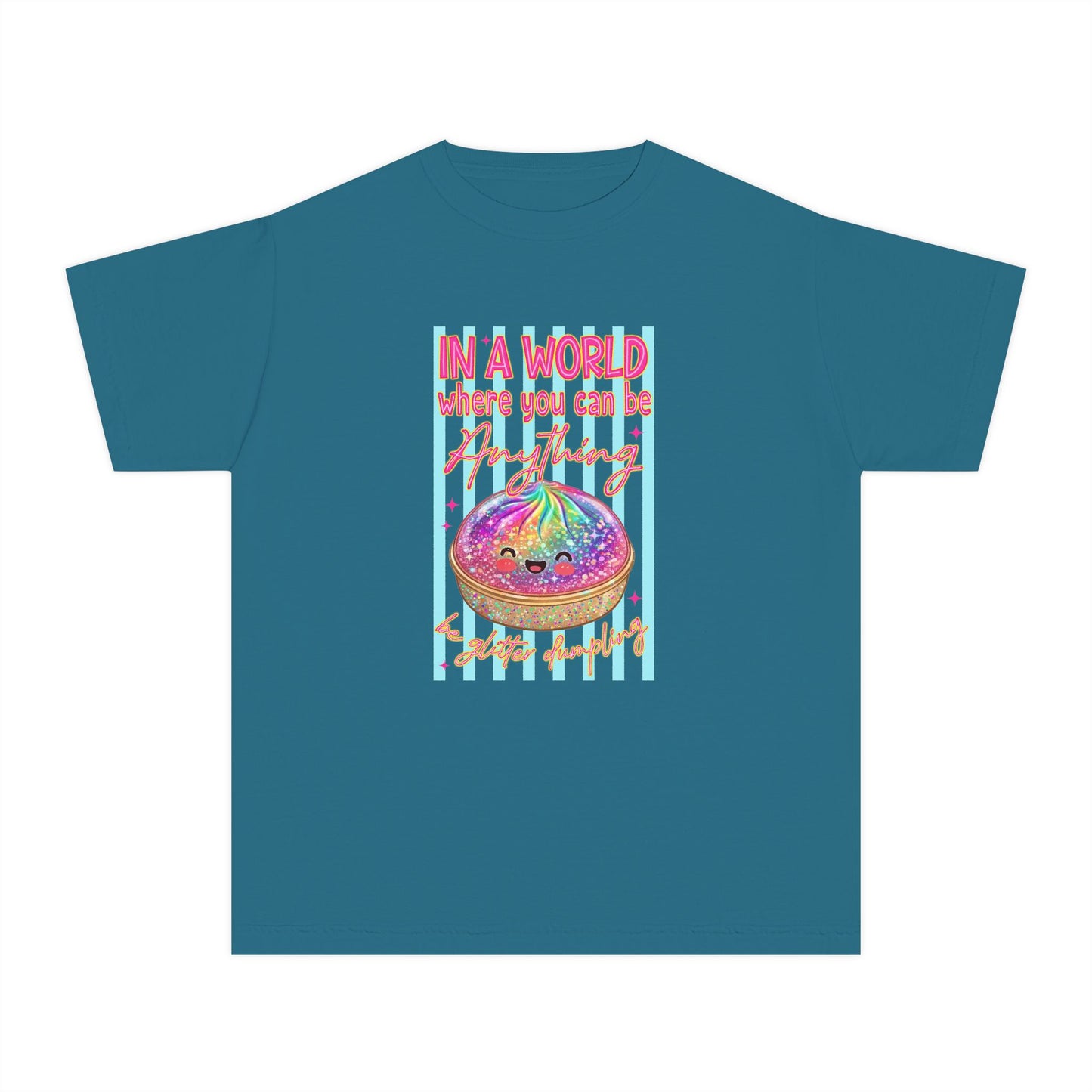 Youth Tee — "In a World Where You Can Be Anything" Rainbow Donut Graphic