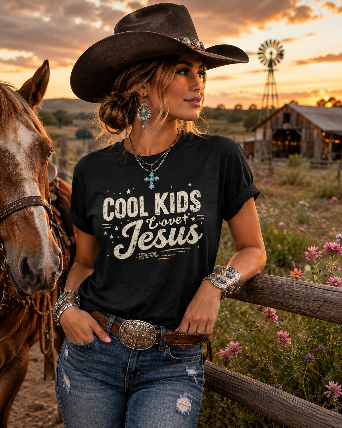 Kids Christian T-Shirt — "Cool Kids Love Jesus" Retro Faith Tee